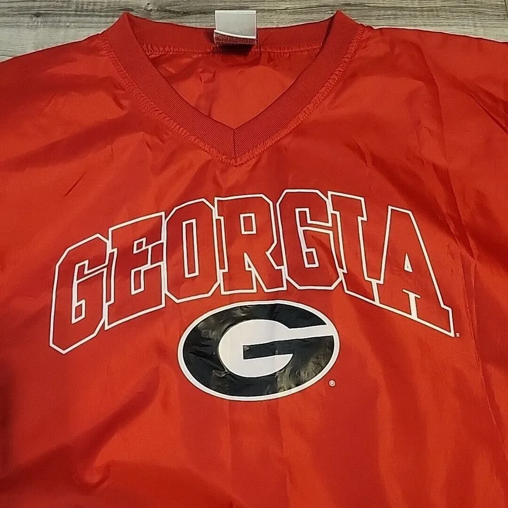 Red Oak Sportswear Georgia Bulldogs Windbreaker Mens XL Red V-Neck Pullover VGT‎